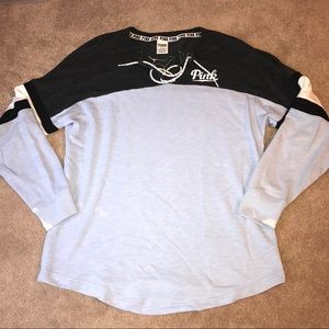 Pink Victoria Secret Blue & Black Lace up Pullover